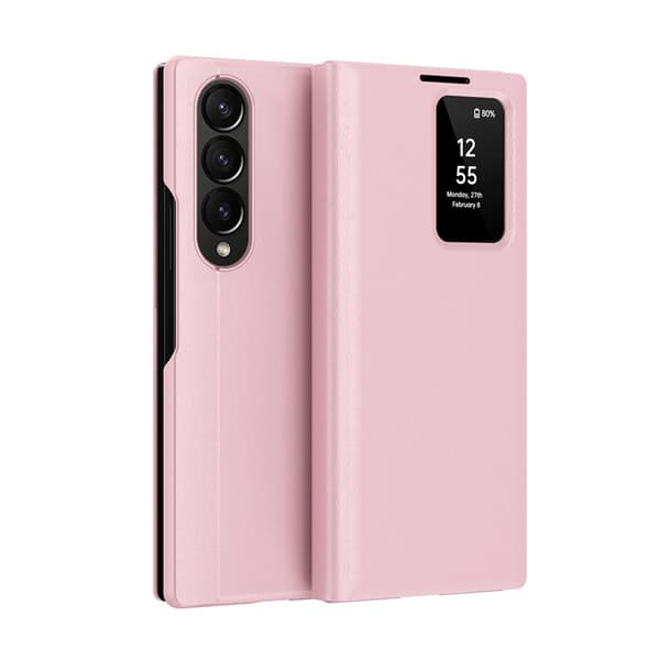 Sort Galaxy S23 Ultra Smart Window Wallet Case pink