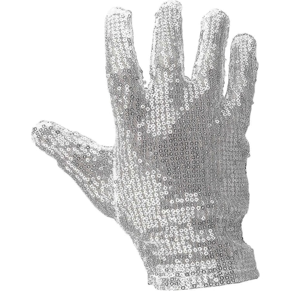 Michael Jackson Sequin Handske - Hvid Højrehåndet Handske Kostume Tilbehør - 1 stk.