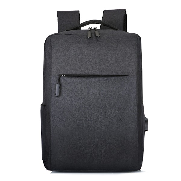 15,6-tums laptopryggsäck för män, nylon skolryggsäck med USB-laddning, vattenavvisande black 27X13X37CM 1368