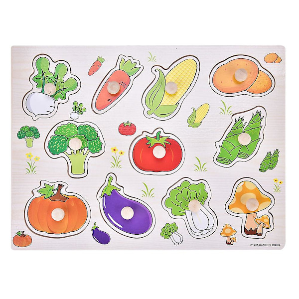 1 sett pedagogisk trepuslespill for barn, interessant tidlig læringsutstyr Vegetable