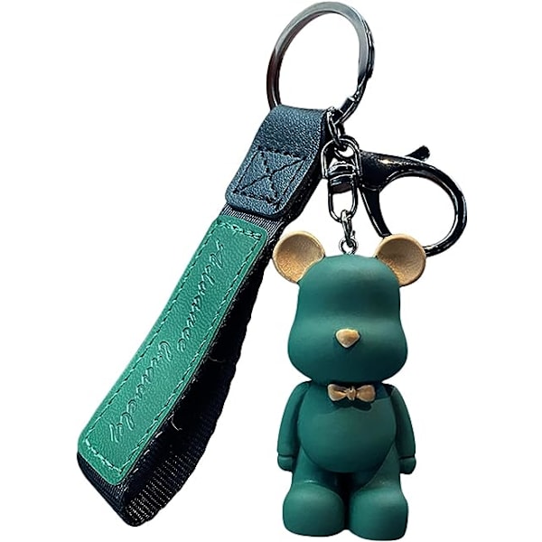 Søte tegneserie Teddy nøkkelring for menn, kvinner, gutt og jente, kreativ flettet tauharpiks, voldelig bjørn, metallnøkkelring