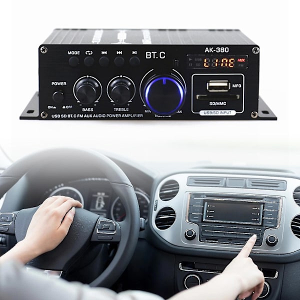 Ak380 Forstærker Digital Display Bluetooth-kompatibel 5.0 2x400w Kompakt 12v Hjem Stereo Receiver Til Bil