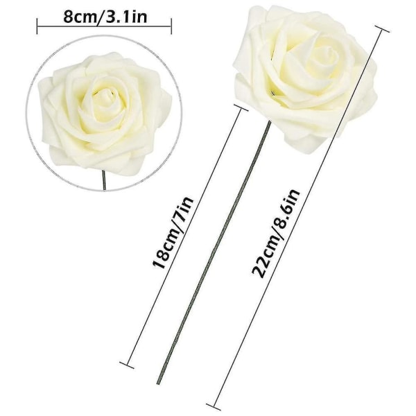 Lyse Rosa 25stk Blomsterskum Rose Roser Blomsterhoveder Med Stilk Diy Bryllupsbuketter Z50861