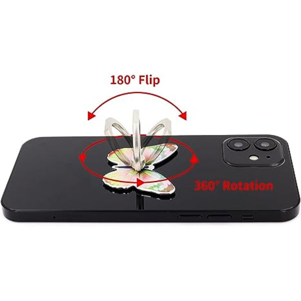 Fjärilsmobiltelefon Ringhållare Finger Ring Grip Stativ 360° Rotation 180° Flip Universellt Stativ Kompatibel med Alla Smartphones (Grön)