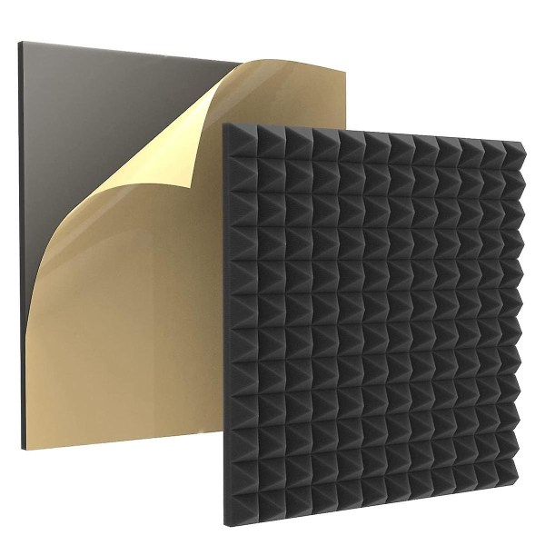 12-pack Akustisk Skum med Självhäftande Pyramidform, Ljudisolering Ljudabsorbent för Ljudstudio