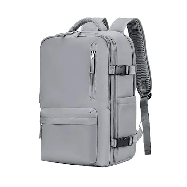 35L Laptop Rejsetaske USB Opladning Multifunktionel Skole Rygsæk Vandtæt Bagage Skuldertasker med Sko Lomme no Expandable gray