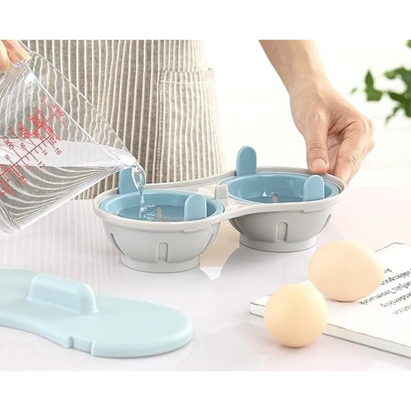 Mikrovågsugnsäggkokare BPA Dubbel Äggkokare Äggkokare Diskmaskinsäker Dubbla Grottor Hög Kapacitet Design Mikrovågsugnskokt Äggkokare