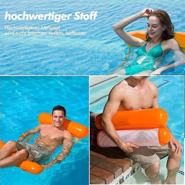 Sæt med 2 Orange Foldbare Pool Senge til Voksne og Børn