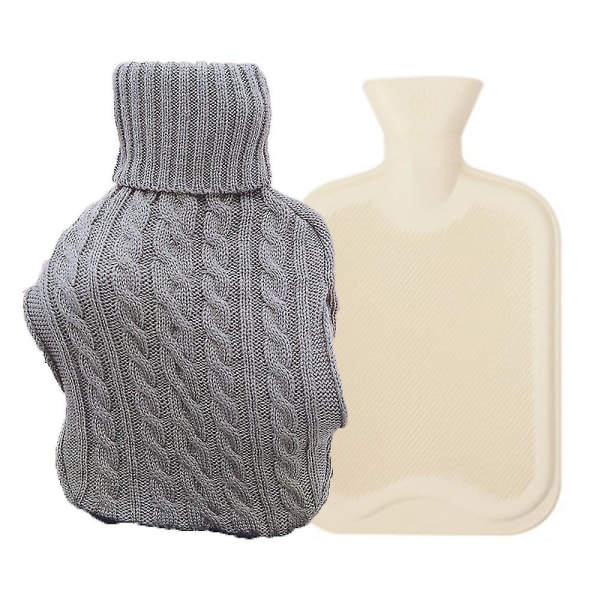 Gummi varmvattenflaska med cover stickad, 2 liter - Cover dina händer Stor varmvattenpåse
