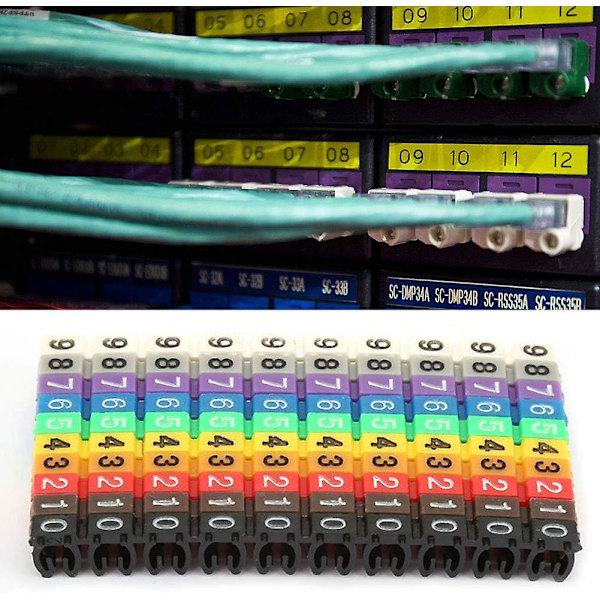 Trådnummerlappar, Färgglada Kabelmarkörer Nummerkit, Digitala Nummerrör Kabelmarkör Trådnummereringssats (100st Kcm-2.5mm 2.5 S