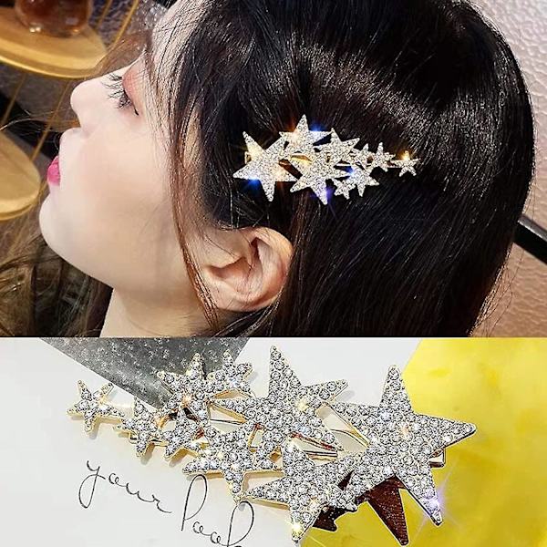 Fem-uddig Stjärna Hårnål Rhinestone Hårklämma Kvinnor Hårklämmor Kvinnlig Elegant Andklämma Hårklämma Mode Hårklo Klämmor Dam (guld)