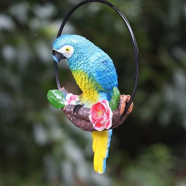 Hagestatue, Dyreskulptur for anheng med papegøye, er din beste innendørs og utendørs harpiksstatue Hageplenhuskunststatue