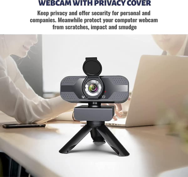 1080p Full HD webkamera, USB-webkamera med stativ, pc-webkamera til stationær og bærbar computer