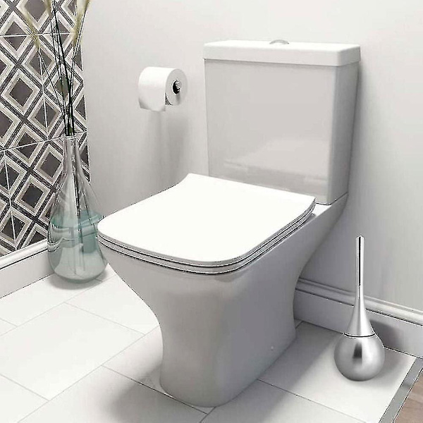 WC-harjat - Ruostumattomasta teräksestä valmistettu WC-harja ja teline, hopea