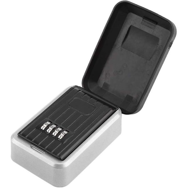 Nyckelbox, Utomhus Nyckelbox med 4 Koder & 1 Nyckel, Säker Nyckel Förvaring Box Hållbar Väggmonterad Säker Nyckelbox
