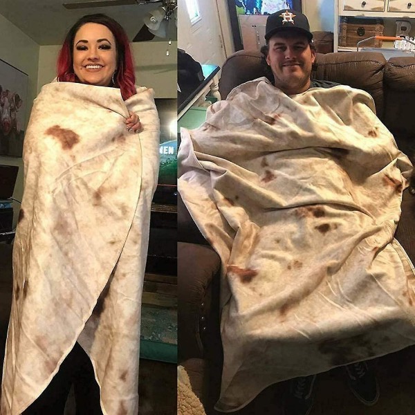 Burrito-teppe, Nyhet Taco-teppe, Familiegave til venner, Myk Flanell Tagg-teppe