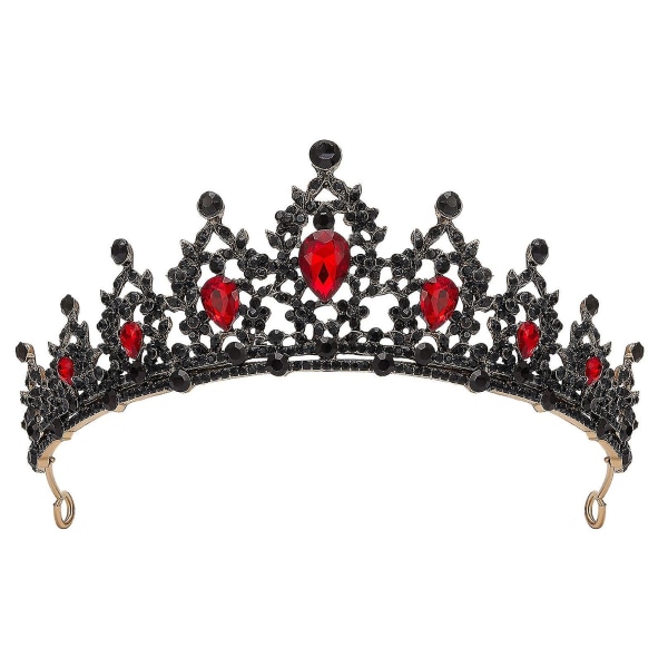 Kvindesmykker Tiara og Krone, Rød Krystal Dronning Tiara, Brude Rød Smykker Bryllup