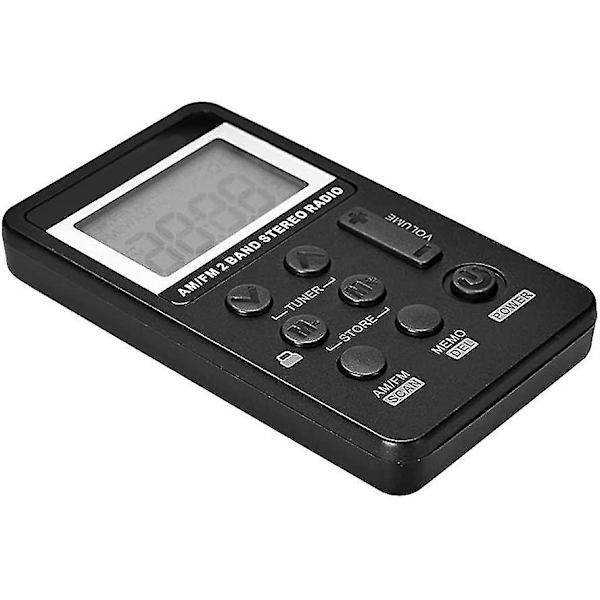 Personlig AM/FM lommeradio, Xqday med øretelefoner, bærbar digital tuning mini digital