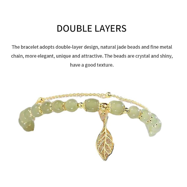 Metallkjede Gave Kone Dobbelt Lag Daglig Mote Elegant Jade Armbånd For Kvinner