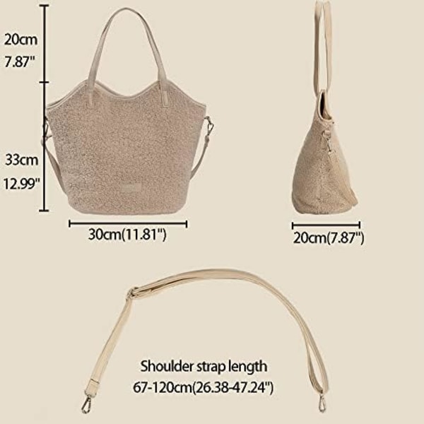 Kvinners store fleece sherpa tote bag teddy plysj fluffy pels håndvesker for kvinner jenter veske