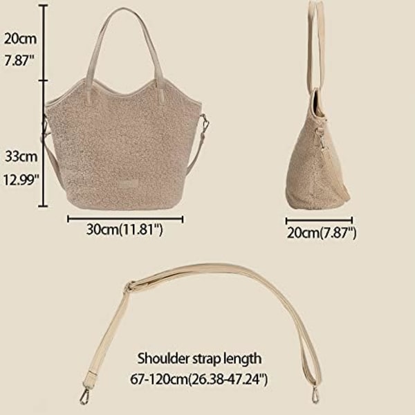 Kvinnors stora fleece sherpa tote väska teddy plysch fluffig pälsväska stor päls fuzzy mode handväskor för kvinnor flickor väska