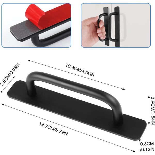 2 delar självhäftande skåp Lådhandtag Dra, Svart Aluminiumlegering Låda Push Pull Handtag Hjälpare med självhäftande dörrhandtag för kök badrum