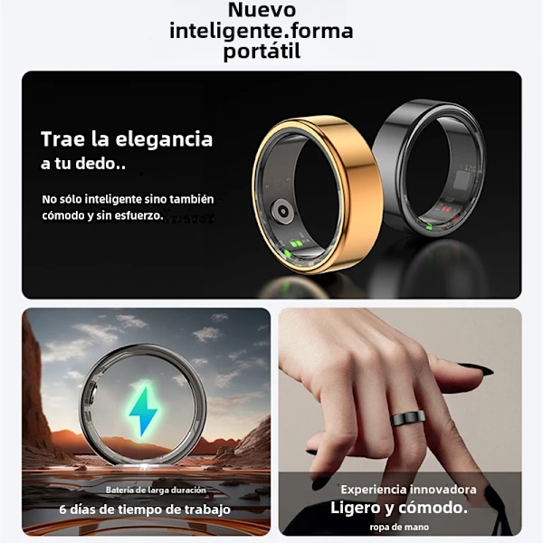 Smart Ring for HUAWEI/XIAOMI/SAMSUNG Titanium Steel Case Health Monitoring 3ATM Waterproof 100+ Sports Modes Smartring for Men Women golden8