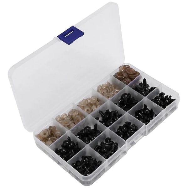 Säkerhetsögon med brickor, 150 st små dockögon hantverksleksaksögon nallebjörnsögon 6mm/8mm/9mm/10mm/12