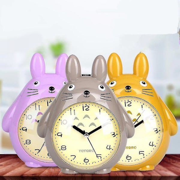 Saytay Vekkerklokke For Soverom, Tegneserie Vekkerklokke Totoro Vekkerklokke Nattelykt, Student Barn Hjem Dekorasjon Skrivebordsklokke (grå) -ys Ty