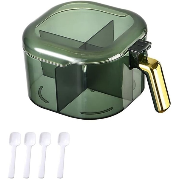 Maustelaatikko Luxury PP-mausteteline lusikalla ruoanlaittoon kotitalouksien maustepullon maustepurkki (vihreä)