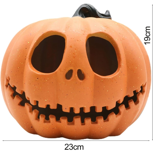 LED-plastlykta i form av pumpa för Halloween-dekoration (batterier ingår ej) - orange