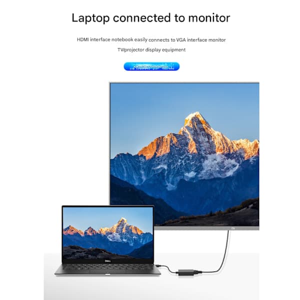 HDMI til VGA Adapter Han til Hun Konverter 1080P til Tablets og Laptops Sort
