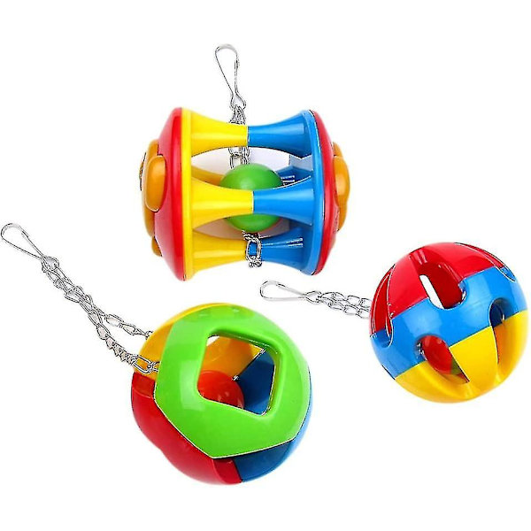 3-pack Papegöjsleksak Boll Träningsleksak Papegöjsboll Fågel Leksak Pedagogisk Leksak För Husdjur Papegöja Fågel