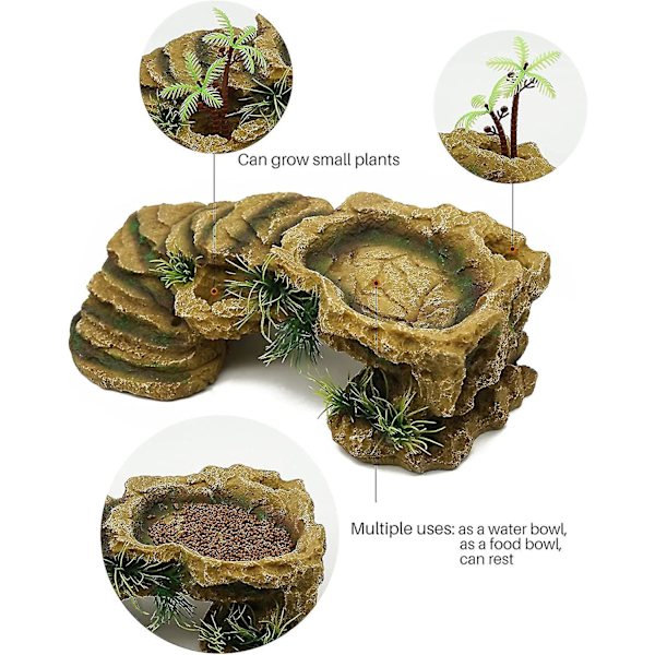 Skildpaddeplatform Reptilplatform Imitation Sten Terrarium Harpiks Skjulested Dekoration