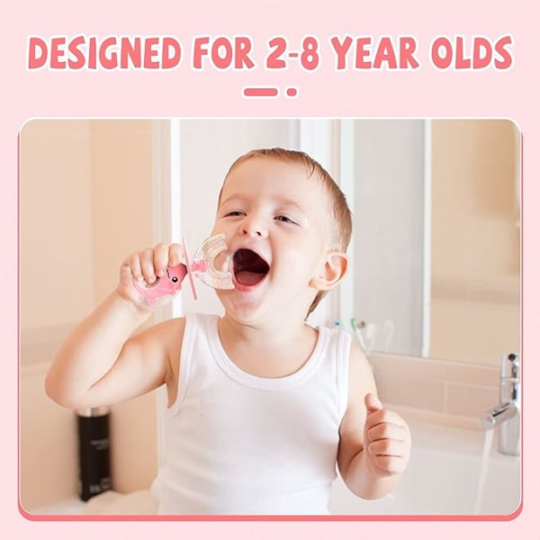 U-formet børnetandbørste med blødt silikonebørstehoved i fødevarekvalitet til tandkødspleje, småbørnstandbørste til alderen 2-8, 360° mundtænderengørende tandbørste med