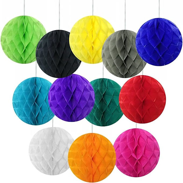 Hengende festdekorasjon, 6 tommers vev honeycomb ball for bryllup, bursdagsfester, babyshower og barnehageinnredning (5-pakning), rød