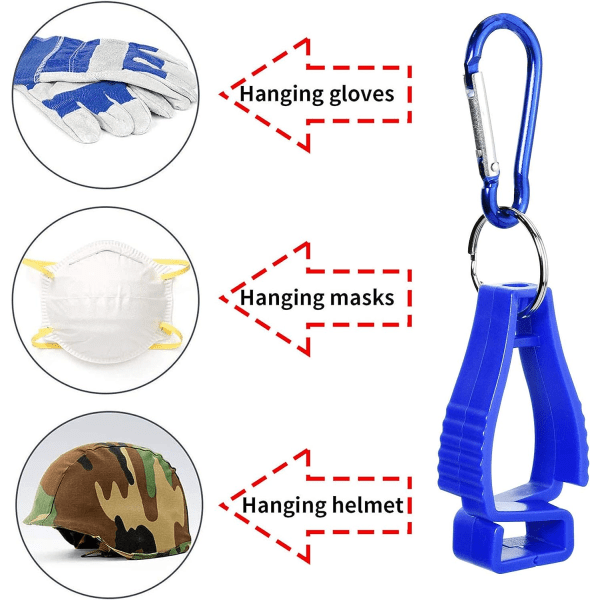 2 stk. Multifunktionelle Handske-Klips - Forhindrer Tab - Sikkerhedsklips - Handske-Griber - Klipsholder til Handsker, Briller, Hjelme, Håndklæder - Blå