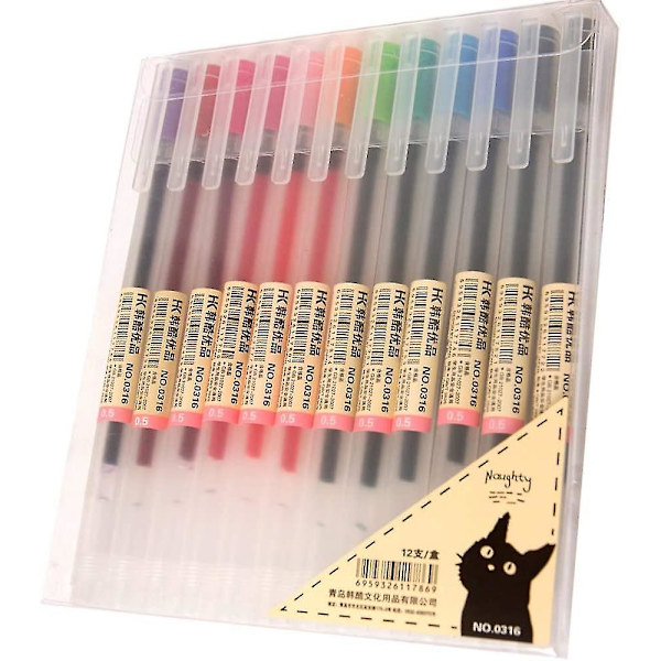 Premium Gel Ink Ball Point Pen [0,5 mm] For Office School Stationery Supply 12stk Fargerik