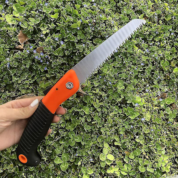 Fällbar handsåg, camping/beskärningssåg med robust 7\" professionell fällbar såg (orange)