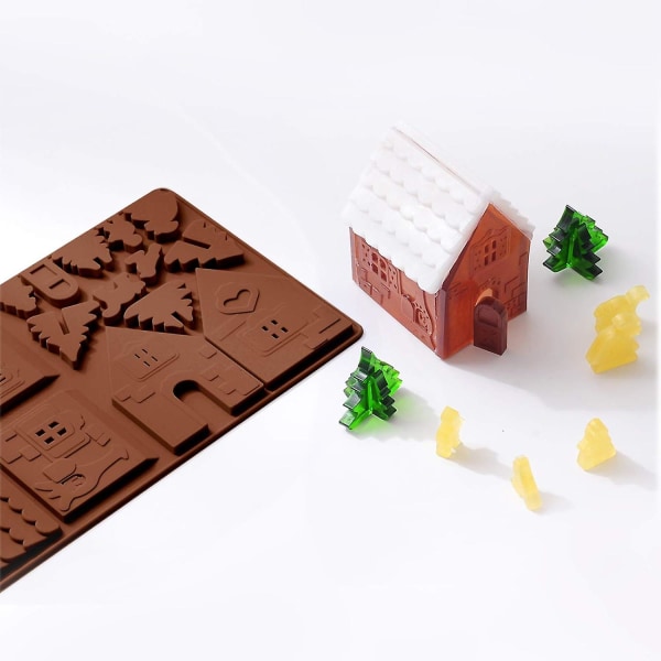 Julpepparkakshus Bakplåt, Silikonformar För Dessert, Choklad, Godis, Kakor (2 Stycken)