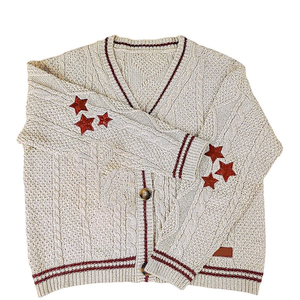 Taylor Swift Cardigan - Stickad Mysig Cardigan, Lätt Avslappnad Höst Cardigan Tröja Röd Aprikos Röd aprikos M