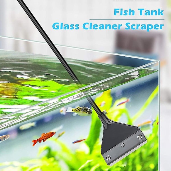 Akvarium Alg Skrapa Fisk Tank Rengöring Underhåll Med Förlängningsstång Och 10 Blad