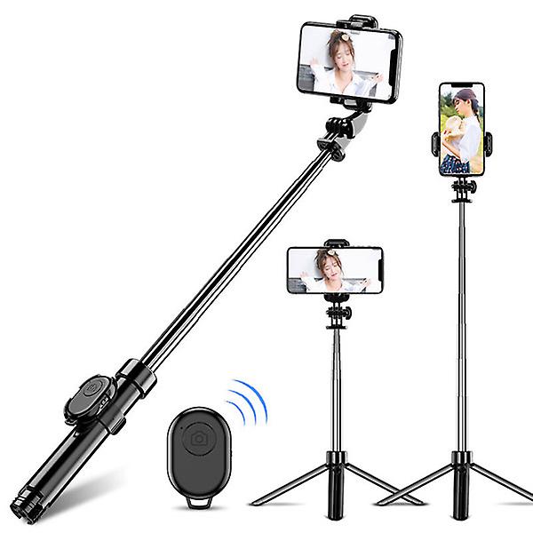 Alt-i-ett Selfie Stick Stativ Uttrekkbar telefonholder med Bluetooth-fjernkontroll og stativ for og og