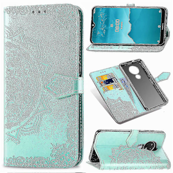 Nokia 6.2/nokia 7.2 -kotelo Nahkainen lompakkokotelo Emboss Mandala Magnetic