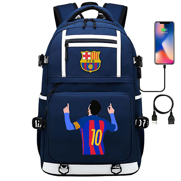 Messi Barcelona tryckt ryggsäck resväska student skolväska vattentät datorväska3