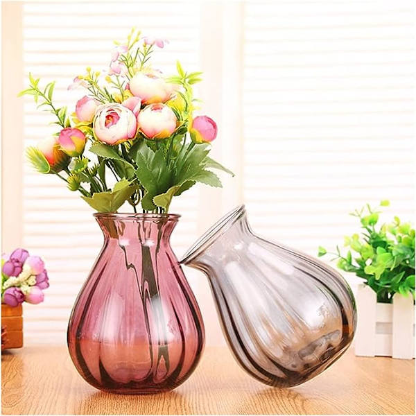 Vas Glas Vas, Bordsdekoration Köks Vardagsrum Små Vas Blomsterarrangemang Torkade Blommor Ros Vas 12 * 14cm (Färg : E)