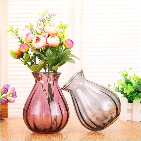 Vase Glas Vas, Bordplade Midtpunkt Køkken Stue Små Vas Blomsterarrangement Tørrede Blomster Rose Blomster Vas 12 * 14cm (Farve : E)