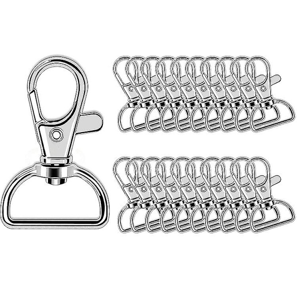 24 st Nyckelringsklämmor Karabinkrok D-ringar Metall Nyckelring Swivel 360° Rotationsbar För DIY Ryggsäck Handväska