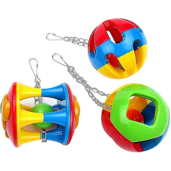 3-pack Papegöjsleksak Boll Träningsleksak Papegöjsboll Fågel Leksak Pedagogisk Leksak För Husdjur Papegöja Fågel