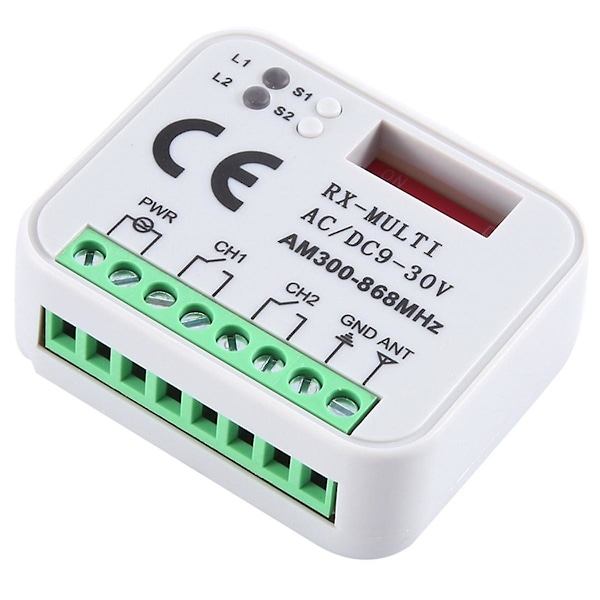 Universal Rx Multifrekvens 300-868mhz Mottaker 2ch 12v 24v Relémodul Garasjeport Fjernkontroll 433.92mhz 868mhz (FMY)